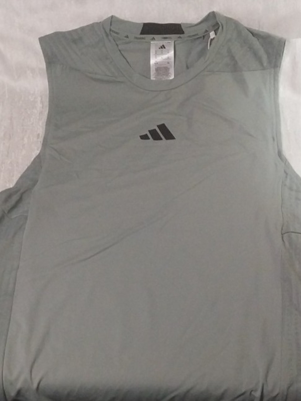 adidas Men’s Sleeveless Training Tank - Sage Green with Black Logo